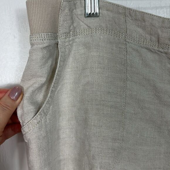 J. Jill Linen Elasticized Waist High Rise Shorts In Beige Size 14 - Picture 2 of 10